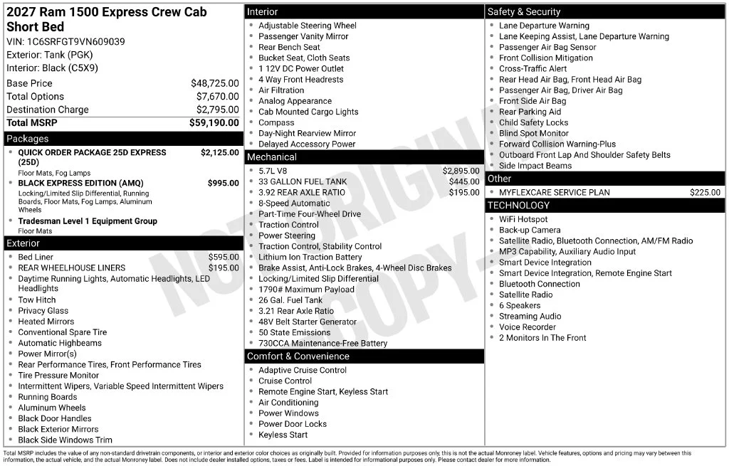 New 2027 Tank Exterior Paint RAM Express image 2