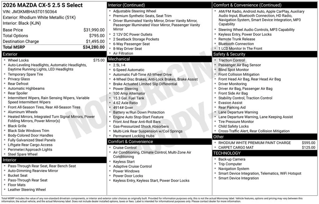 New 2026 Rhodium White Metallic Mazda 2.5 S Select AWD image 7