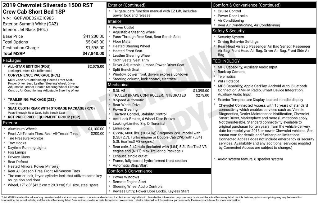 Used 2019 White Chevrolet RST image 2