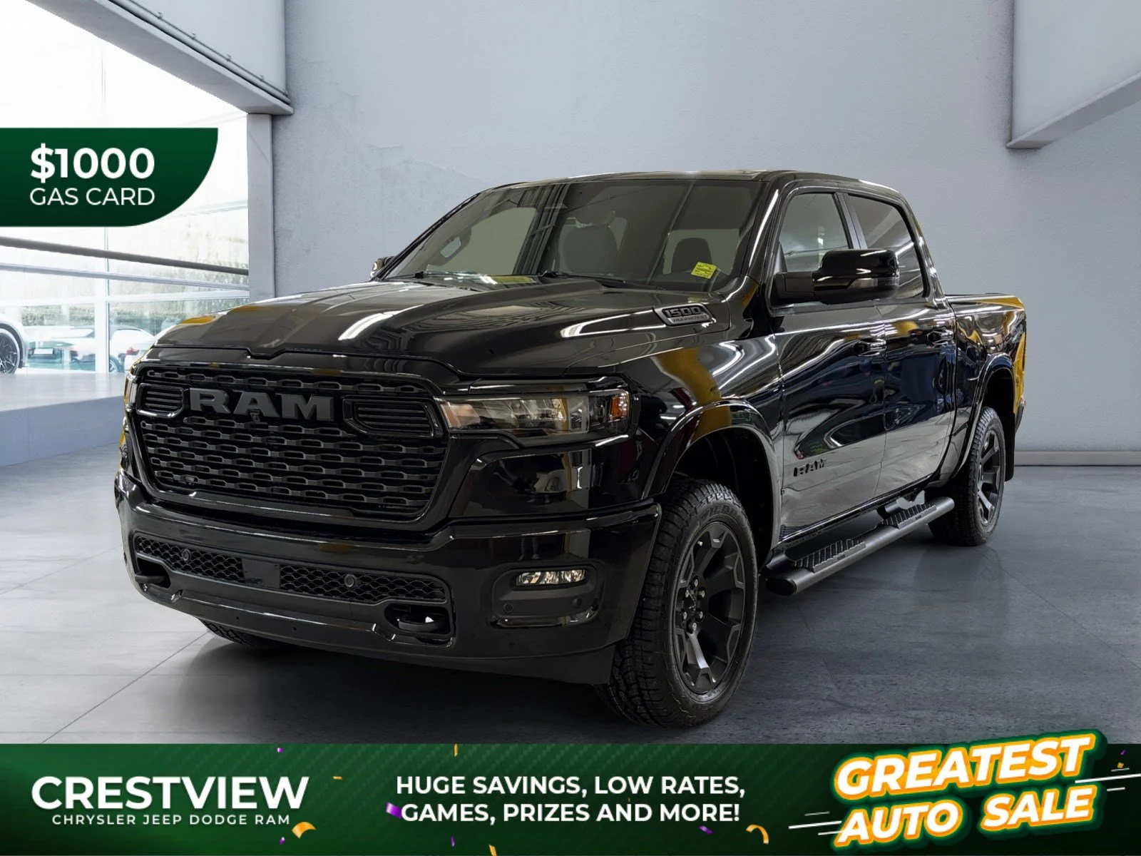 New 2027 Diamond Black Crystal Pearl Ram Big Horn image 1