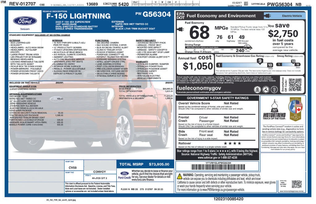 Used 2023 Red Metallic Ford Lariat image 5