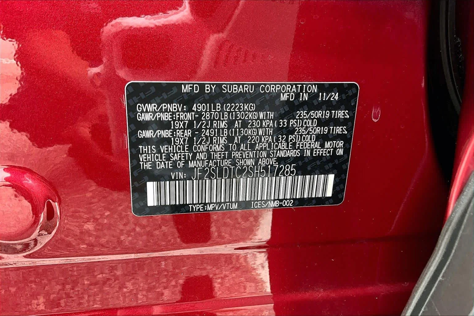 Used 2025 Crimson Red Pearl Subaru Touring image 32