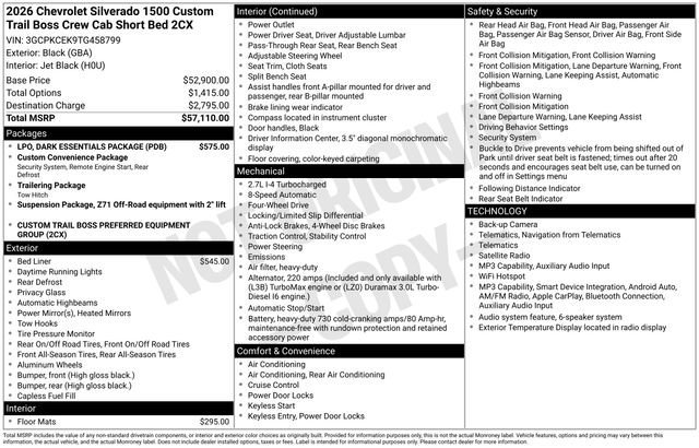 New 2026 Black Chevrolet Custom Trail Boss image 28