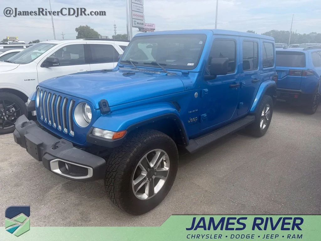 Used 2022 Blue Jeep Unlimited Sahara image 1