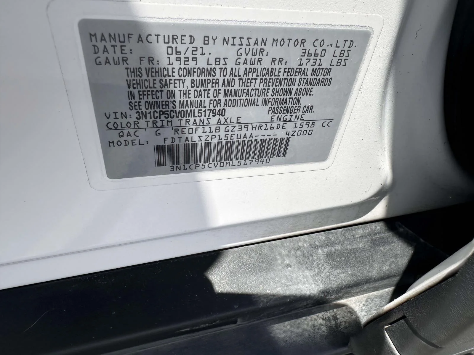 Used 2021 Aspen White Tricoat Nissan SV image 18