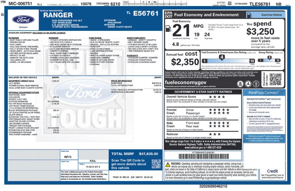 New 2026 White Ford XLT image 7