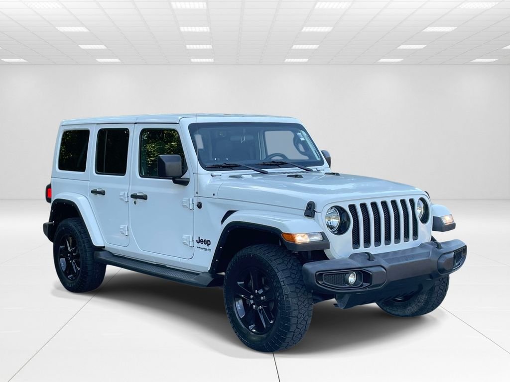 Used 2021 White Jeep Unlimited Sahara Altitude image 1