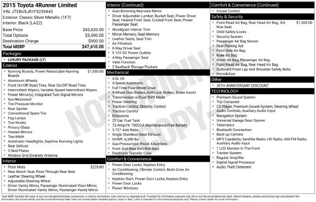 Used 2015 Silver Toyota Limited image 3