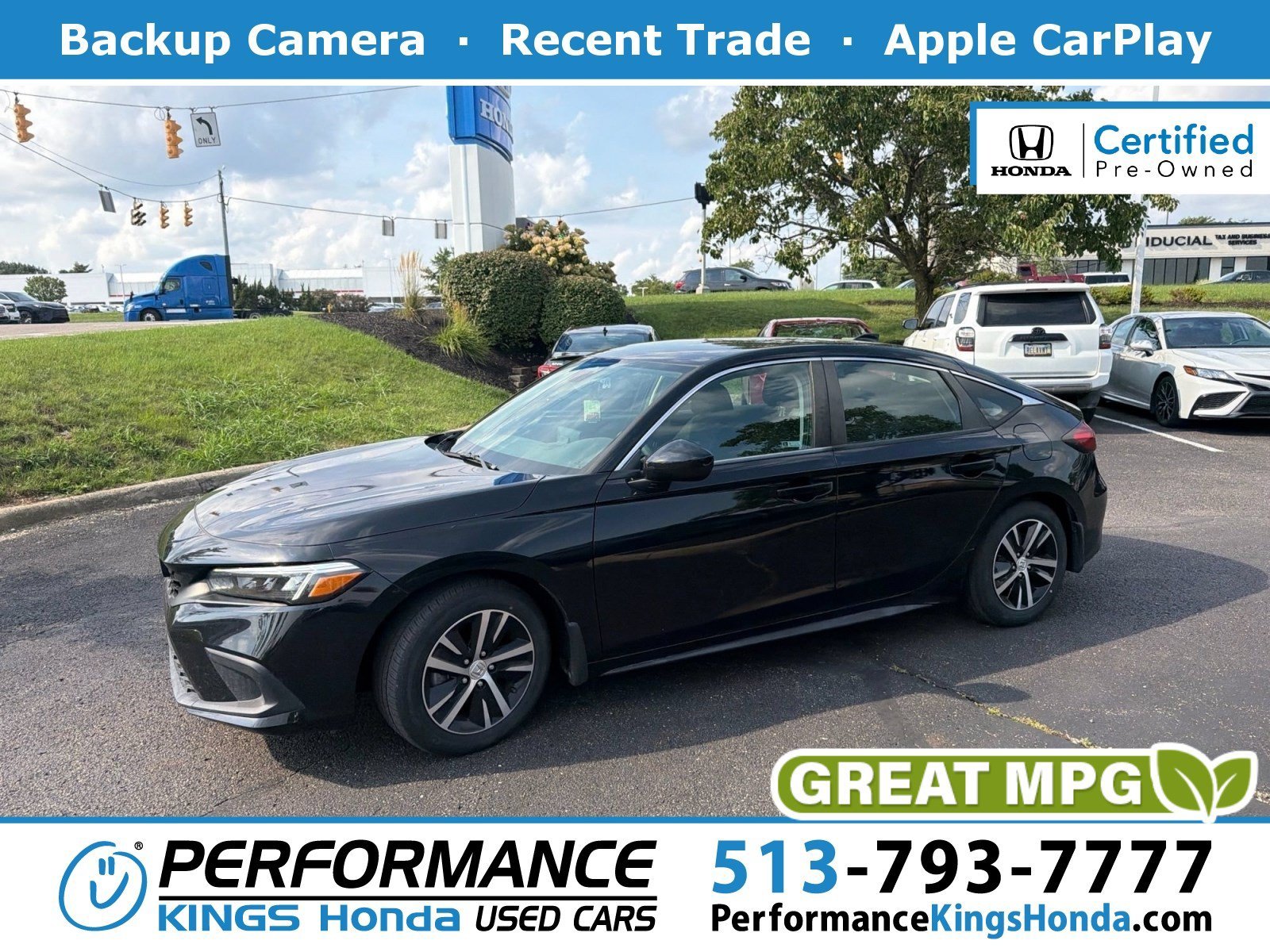 Certified Used 2023 Crystal Black Pearl Honda LX image 1