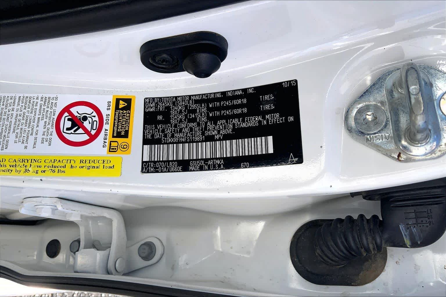 Used 2015 Blizzard Pearl Toyota XLE image 37