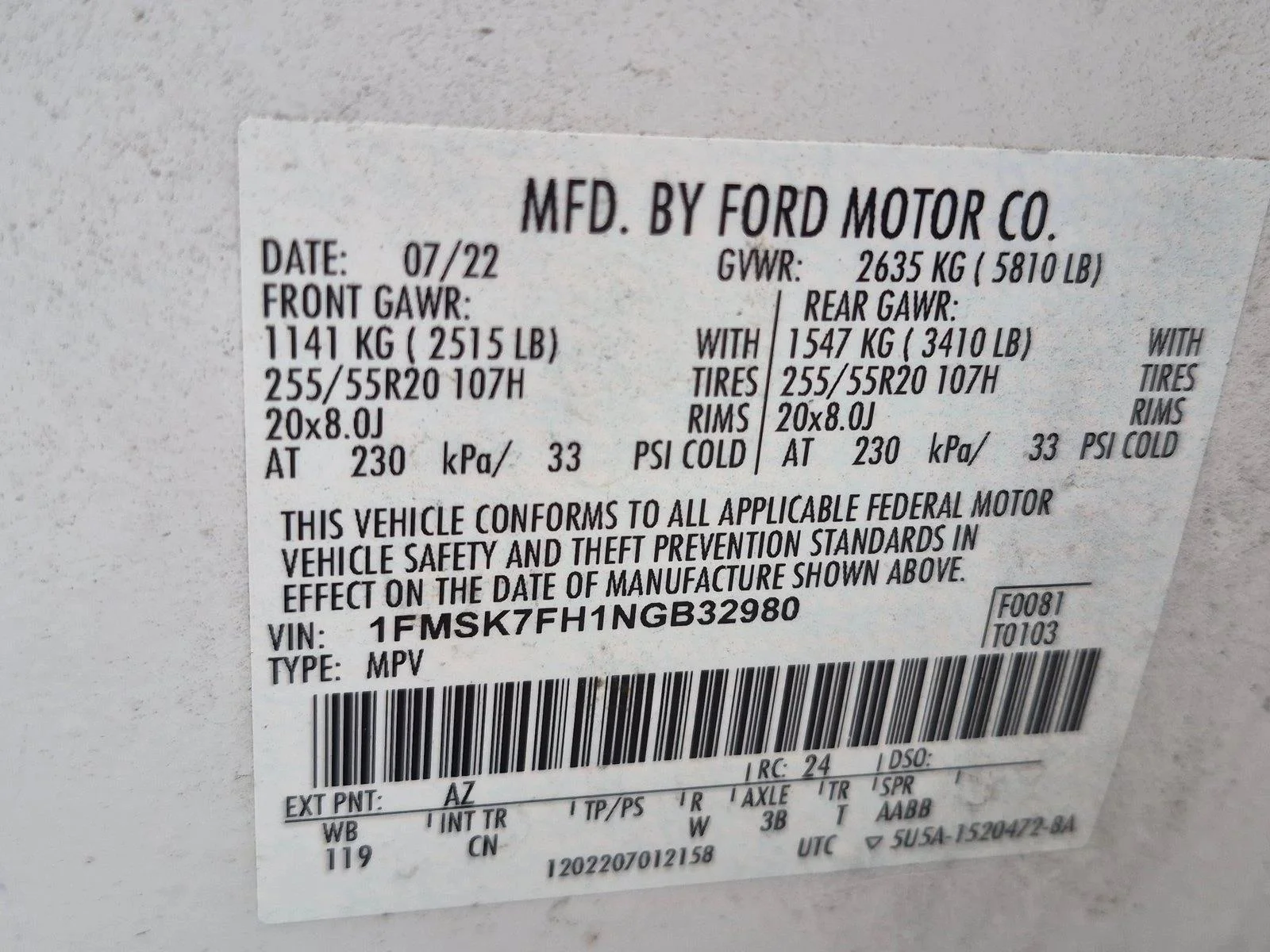 Used 2022 Star White Metallic Tri-Coat Ford Limited image 15