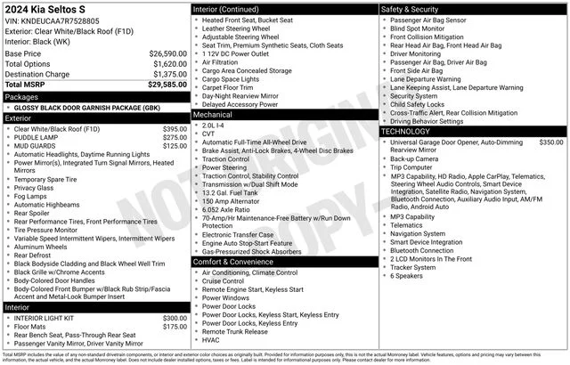 Used 2024 White Kia S image 2