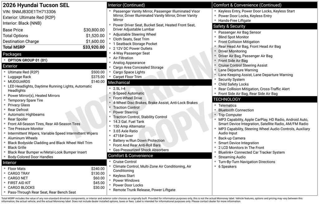 New 2026 Red Hyundai SEL image 4