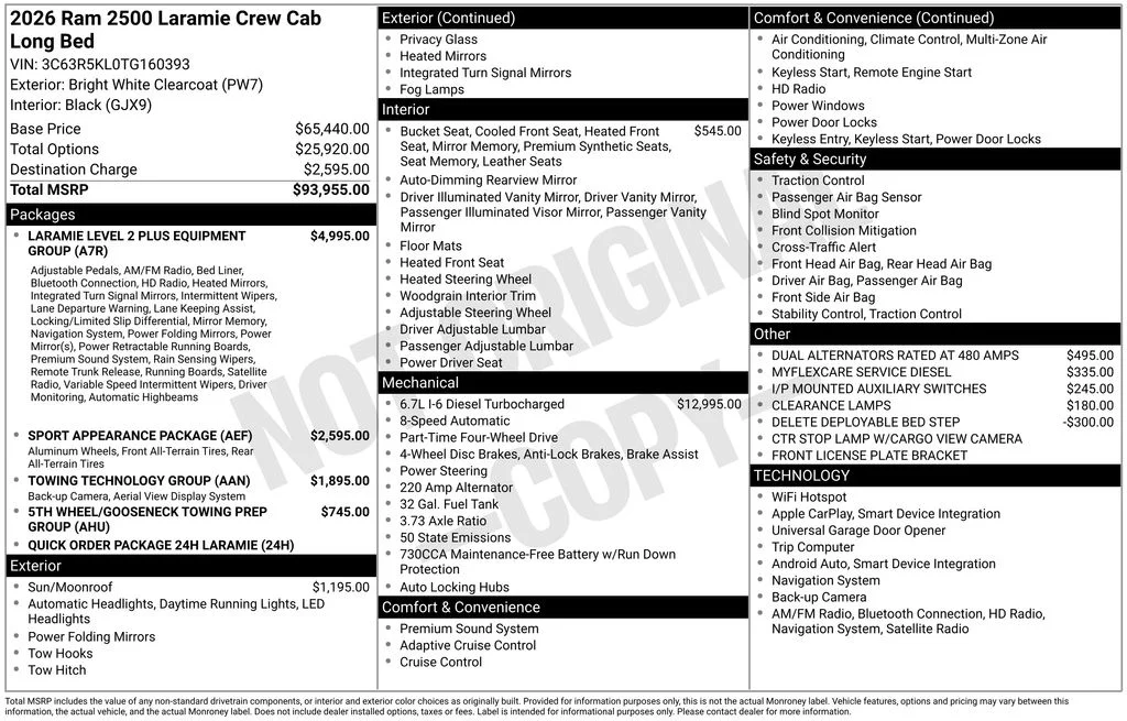 New 2026 Bright White Clear-Coat Exterior Paint RAM Laramie image 6