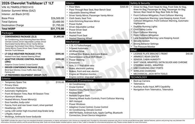 New 2026 Summit White Chevrolet LT image 10