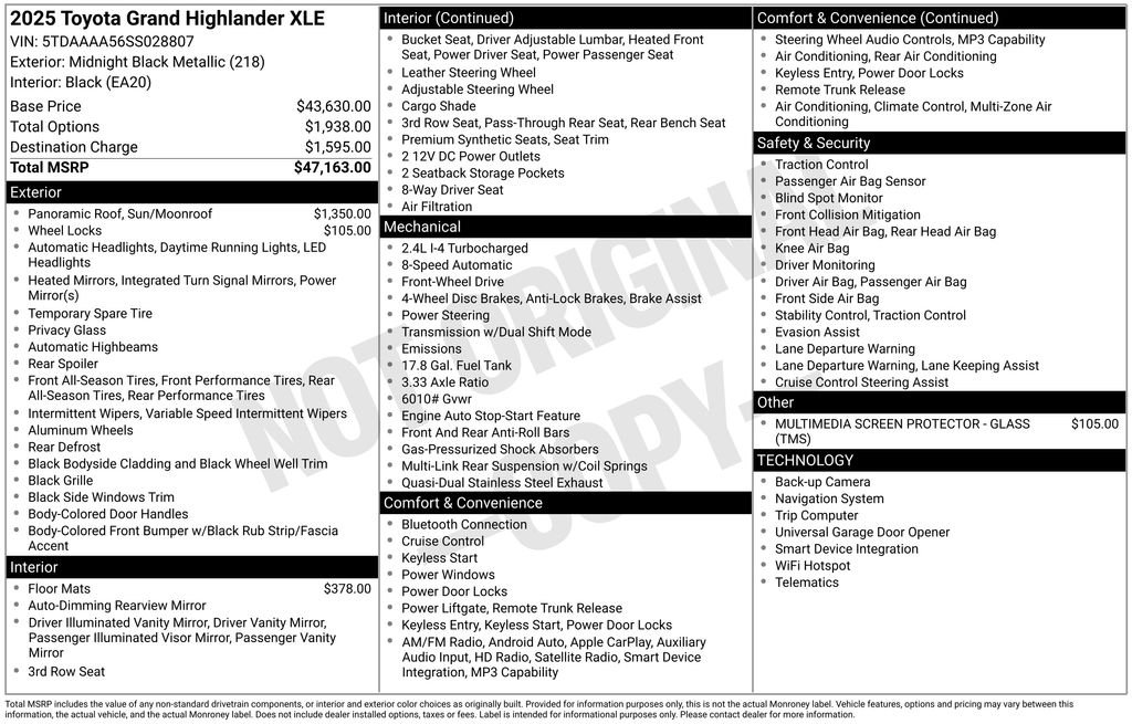 Used 2025 Black Toyota XLE image 6