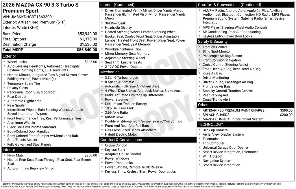 New 2026 Artisan Red Premium Mazda 3.3 Turbo S Premium image 6