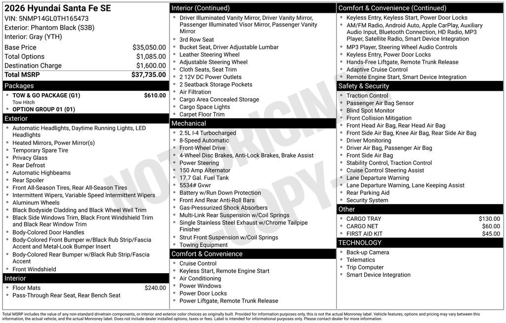 Certified Used 2026 Black Hyundai SE image 3