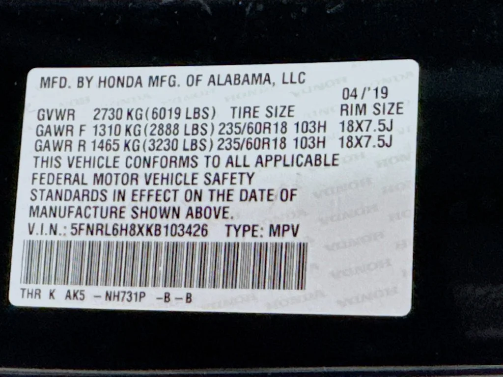 Certified Used 2019 Crystal Black Pearl Honda Touring image 47