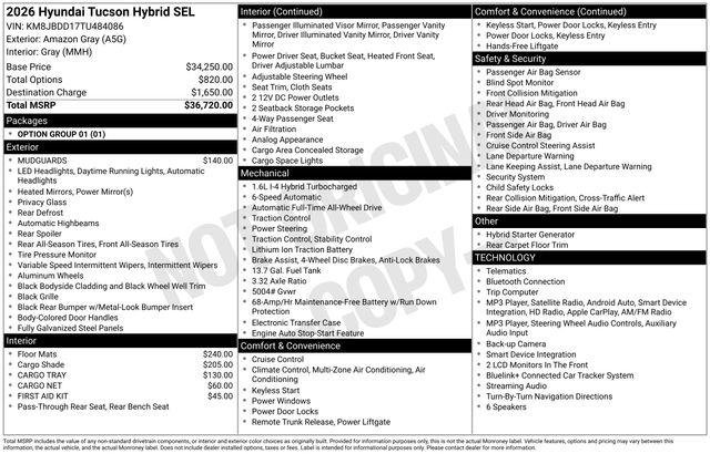 New 2026 Gray Hyundai SEL AWD image 45