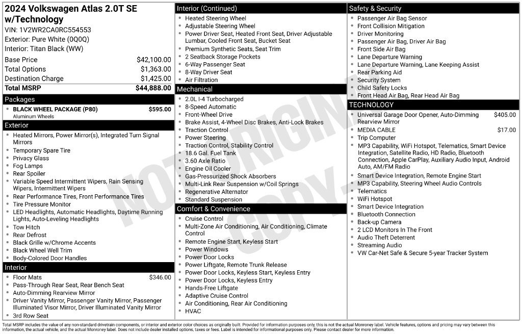 Certified Used 2024 White Volkswagen 2.0T SE w/Technology image 4