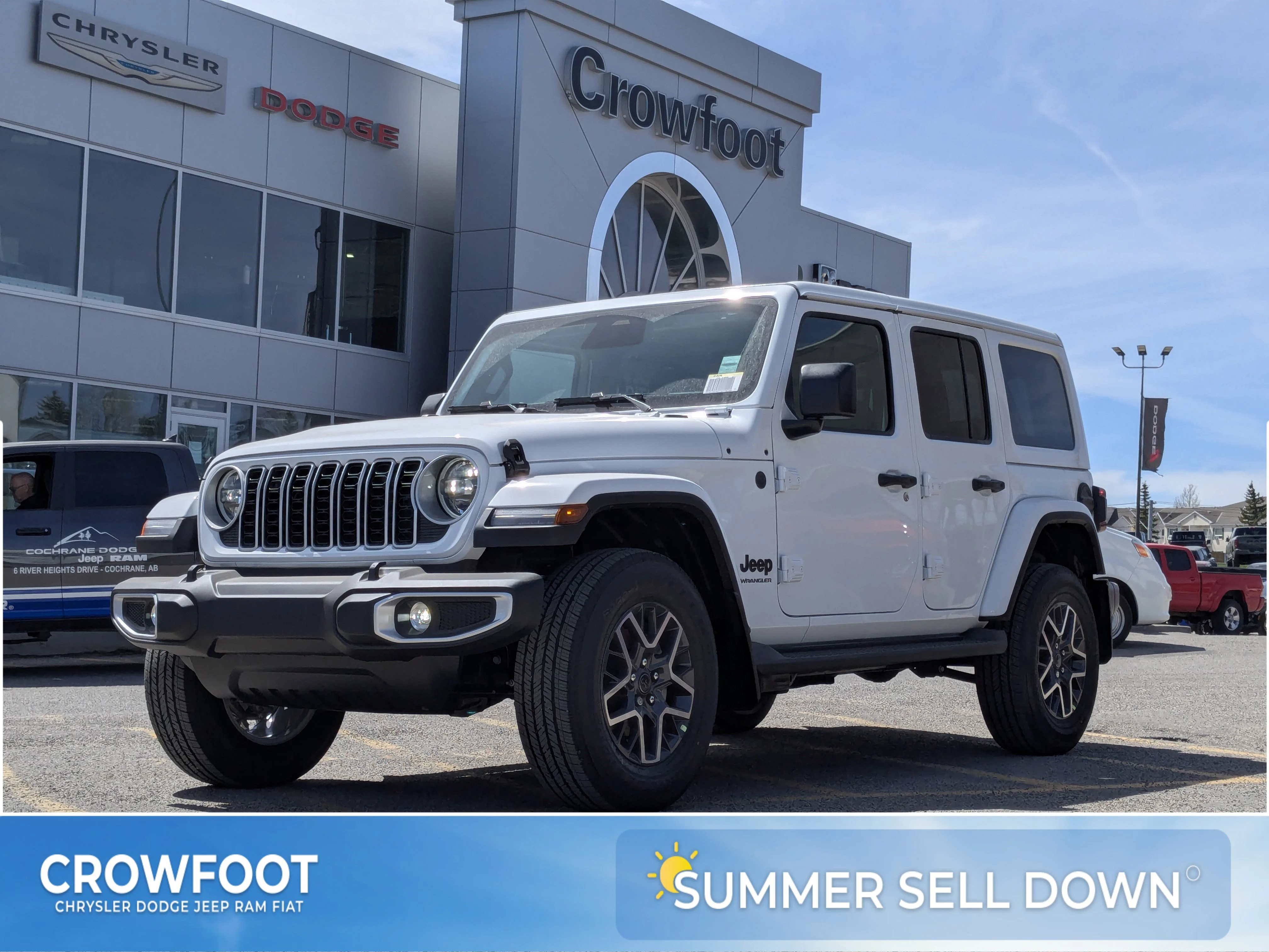 New 2026 White Jeep Sahara - - Body-Color Top - Side Steps - 2.0L Turbo - Remote Start & tons more! image 1
