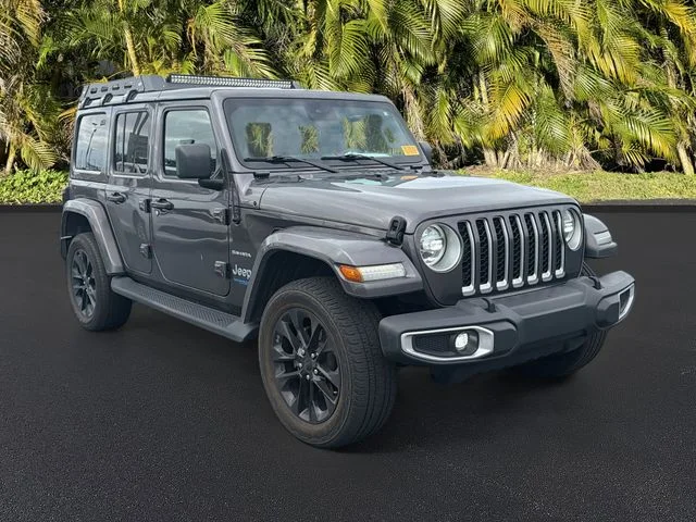 Certified Used 2021 Gray Jeep Unlimited Sahara 4xe image 2