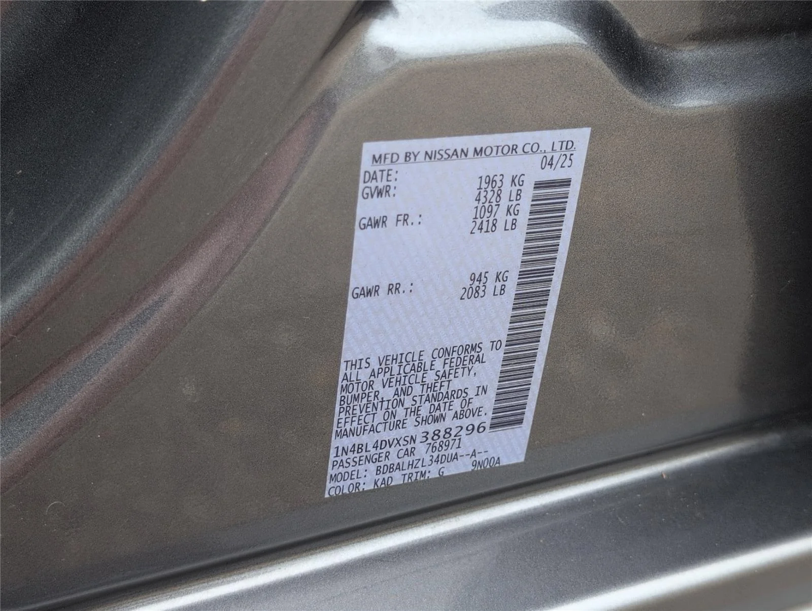 Used 2025 Gun Metallic Nissan SV image 11
