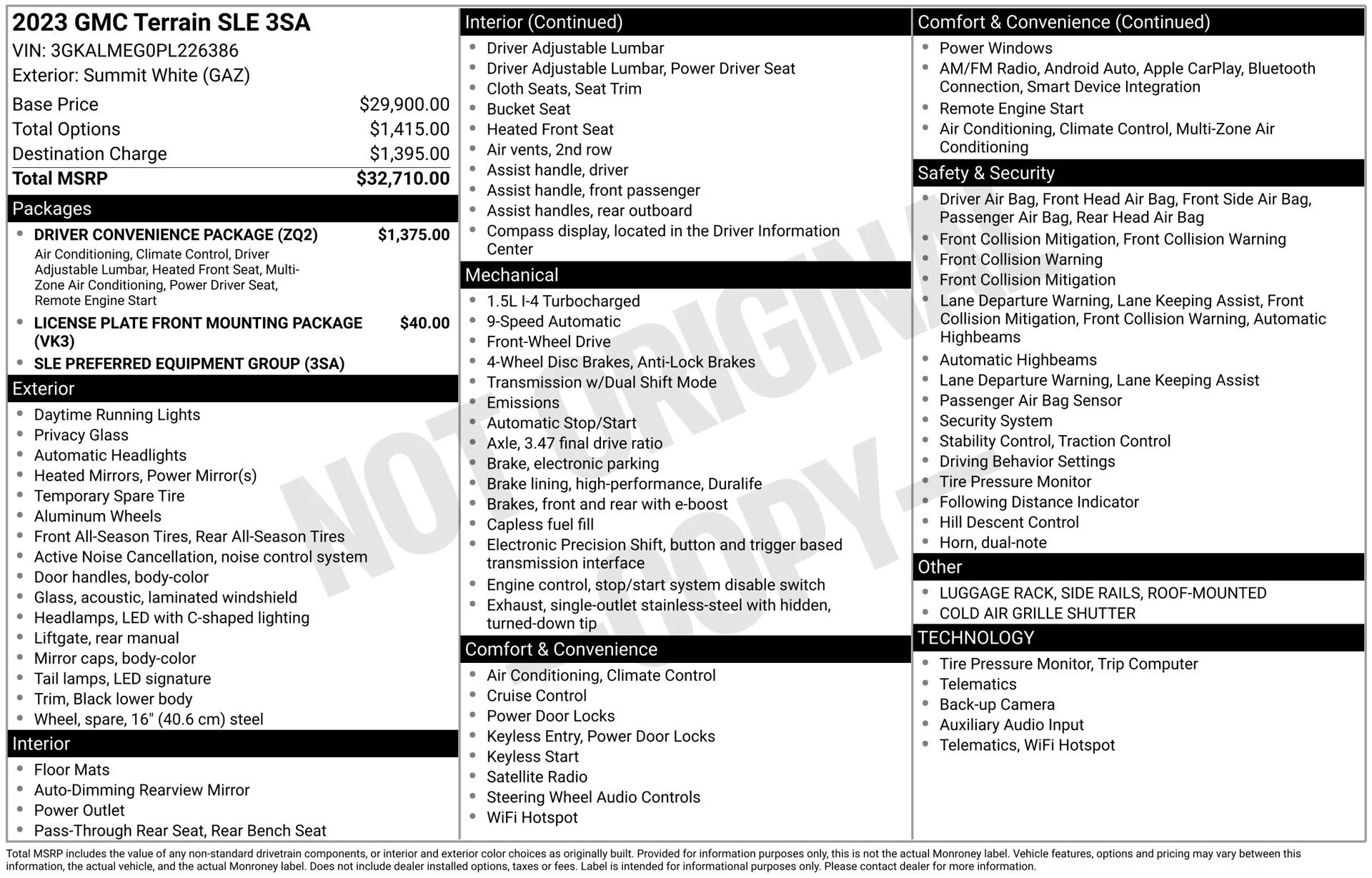Used 2023 SUMMIT WHITE GMC SLE image 3