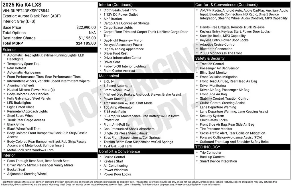 Used 2025 Black Kia LXS image 4