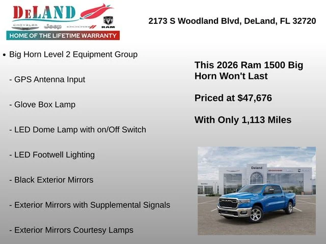 New 2026 Hydro Blue Pearl-Coat Exterior Paint RAM Big Horn/Lone Star image 18
