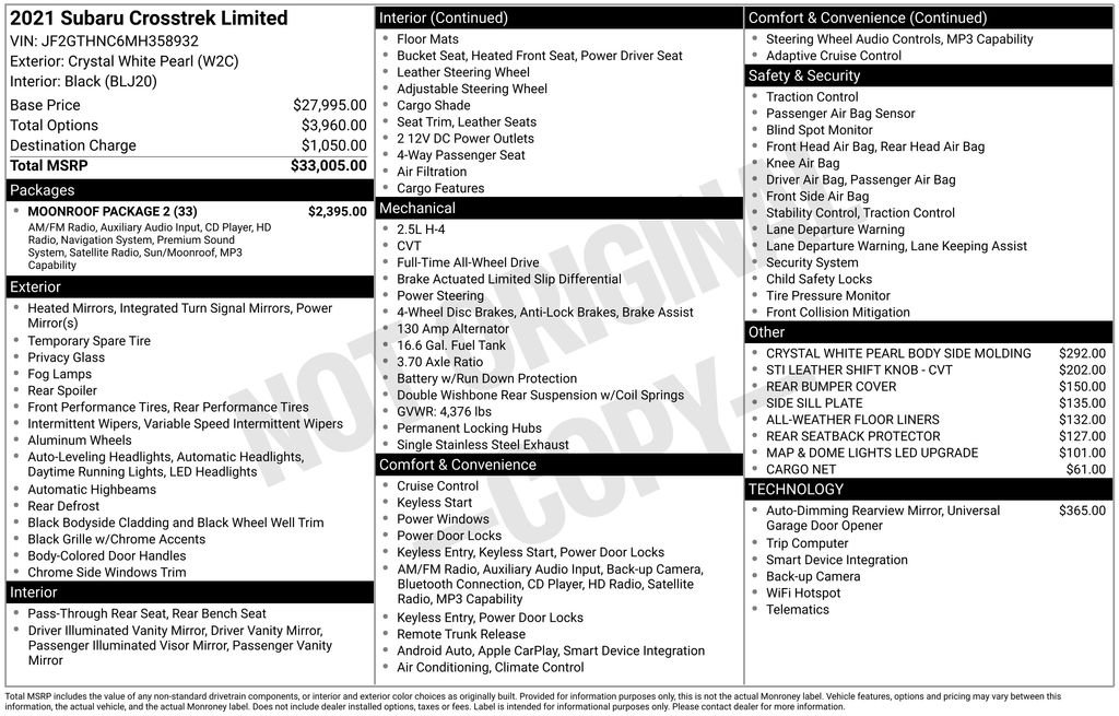 Certified Used 2021 White Subaru Limited image 10