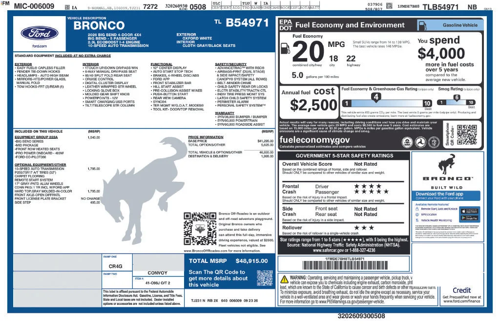 New 2026 Oxford White Ford Big Bend® image 4