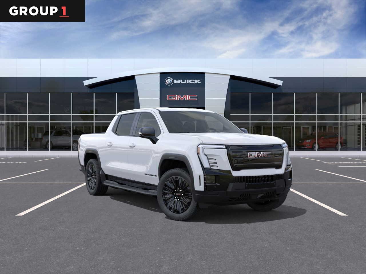 Summit White 2026 GMC Sierra EV Elevation Crew Cab (Extended Range) e4WD Pickup Truck All-Wheel Drive 1-Speed Automatic