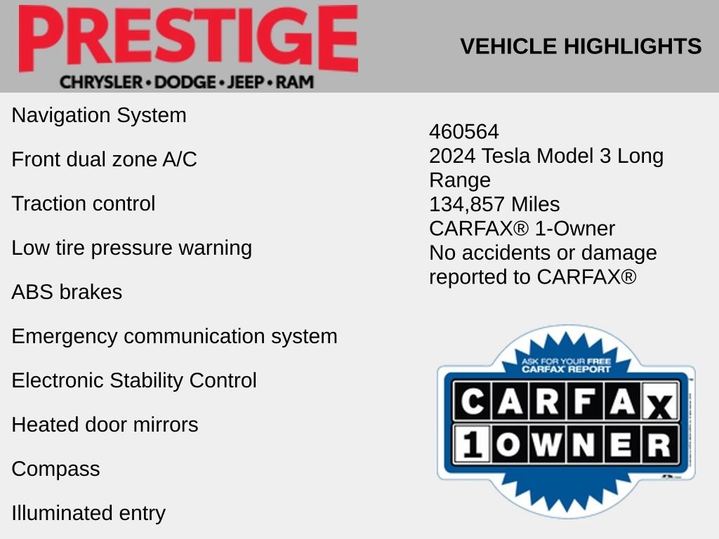 Used 2024 Tesla Model 3 Base with VIN 5YJ3E1EA9RF829038 for sale in Las Vegas, NV