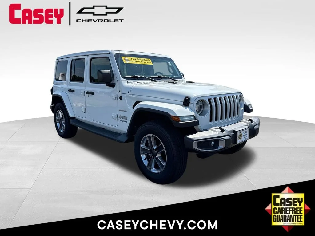 Used 2019 White Jeep Unlimited Sahara image 1