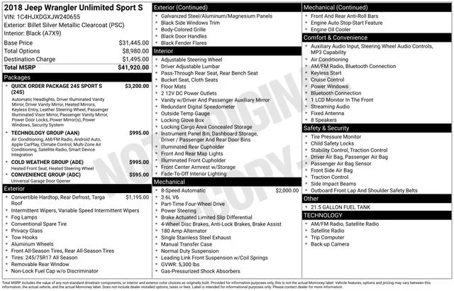 Used 2018 Billet Silver Metallic Jeep Unlimited Sport S image 34