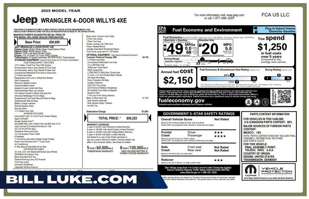 Used 2025 White Jeep Willys 4xe image 1