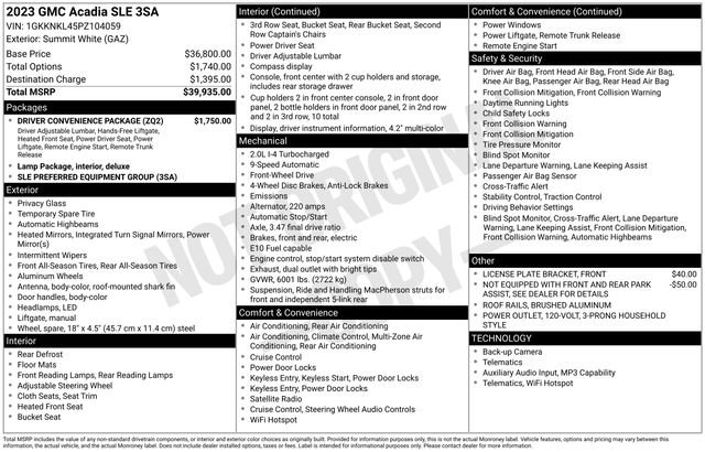 Used 2023 White GMC SLE image 52