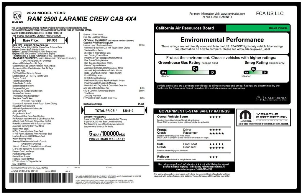 Used 2023 Bright White Clearcoat Ram Laramie image 3