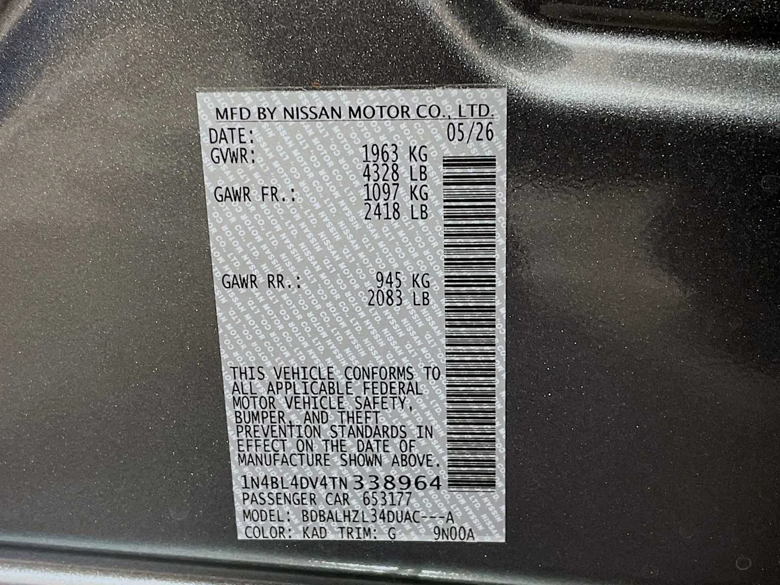 New 2026 Gun Metallic Nissan SV Special Edition image 6