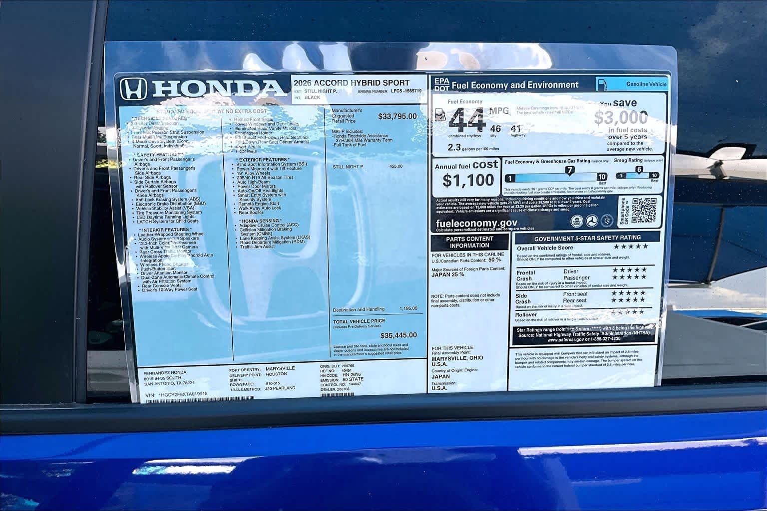 New 2026 Still Night Pearl Honda Sport Hybrid image 21