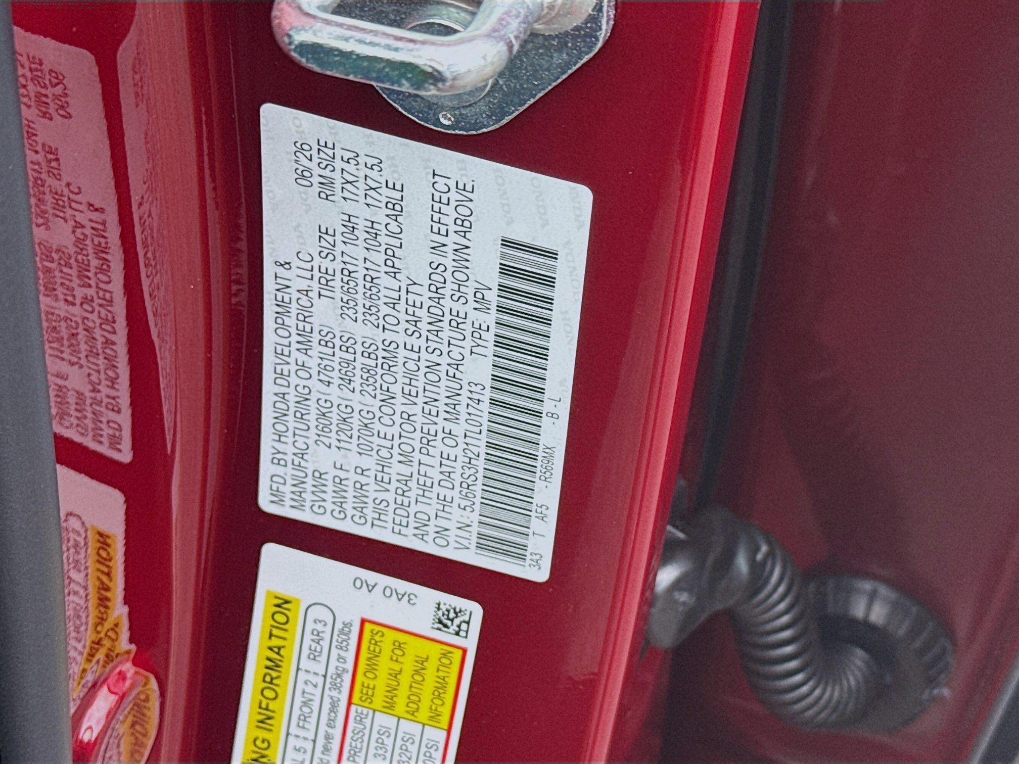 New 2026 Radiant Red Metallic Honda LX image 27