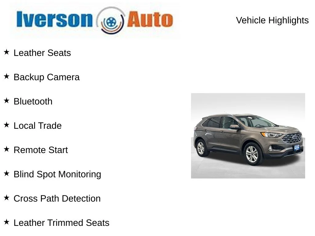 Used 2019 Ford Edge SEL with VIN 2FMPK4J90KBC73899 for sale in Huron, SD
