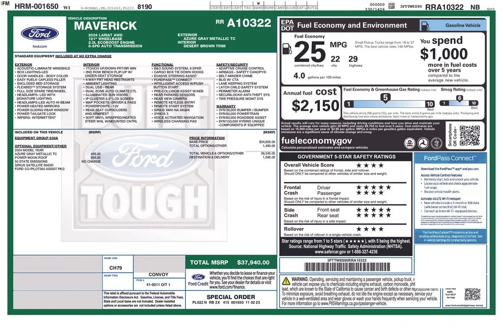 Used 2024 Azure Gray Metallic Tri-Coat Ford Lariat image 36