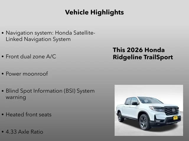 New 2026 Platinum White Pearl Honda TrailSport image 31