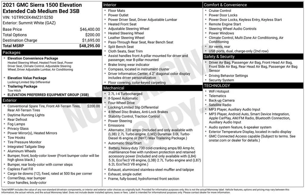 Used 2021 SUMMIT WHITE GMC Elevation image 2
