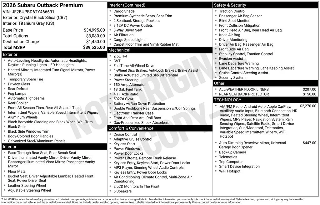 2026 Subaru Outback Premium - Photo 43