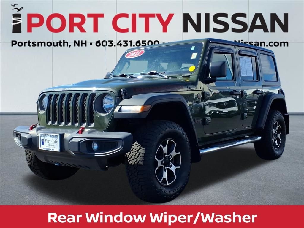 Used 2021 Sarge Green Clearcoat Jeep Unlimited Rubicon w/cold weather pkg, safety group & hard top image 34