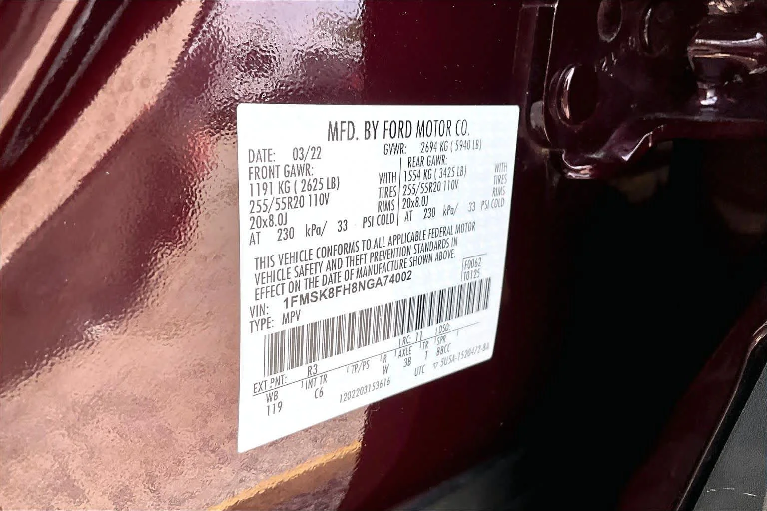 Certified Used 2022 Burgundy Velvet Tinted Clearcoat Ford Limited image 34